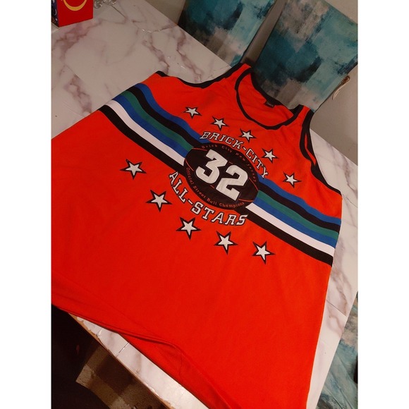 Brick City All-Stars Streetball Basketball Jersey Sz 52 Big Mens Orange #32 - Picture 2 of 12